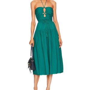 ULLA JOHNSON NWOT EMMALINE HALTER TOP GREEN DRESS SIZE 8